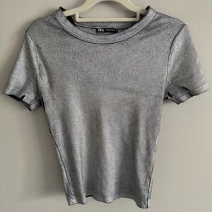 ZARA Silver Galaxy Top | Medium